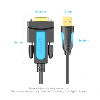 Cable VENTION 1.5m USB Male vers RS232 Male (VAS-C02-B150)