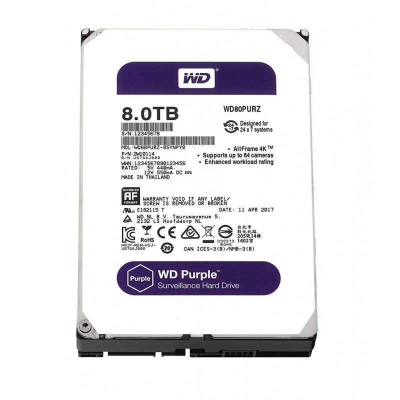 Disque dur interne Western Digital Purple Surveillance HDD 8To 6Gb/s 3.5''  - (Prix en fcfa)